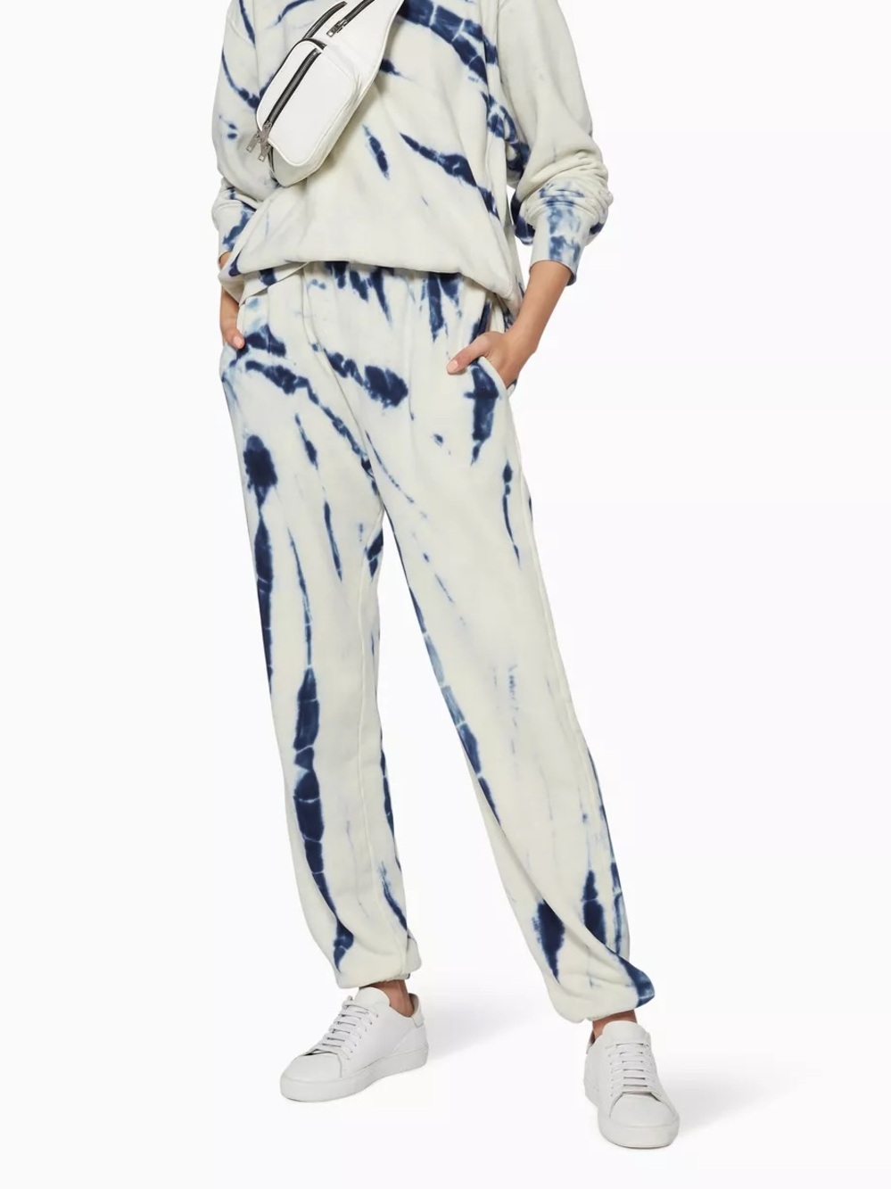 Les Tien Made in USA 100% Cotton Blue and White Tie-Dye Sweatpants Size Large